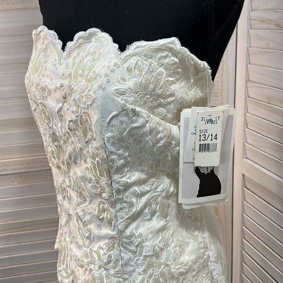 Jessica McClintock Gunne Sax Vintage 80s Strapless Prom Dress 13/14 - Picture 3 of 12